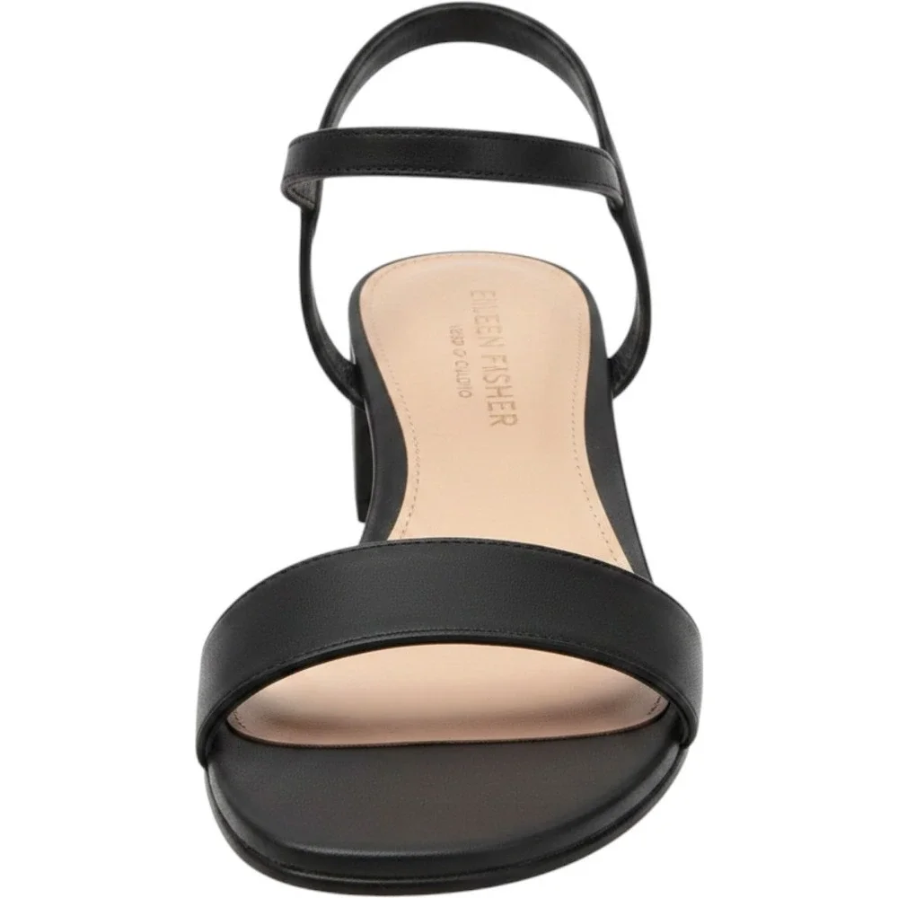 Eileen Fisher Womens Black Suede Block Heel Ankle Strap Sandals Size 11